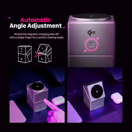 แท่นชาร์จไร้สาย ADAM elements Mag Qube Qi2 3-in-1 Intelligent Charging Station สีเทา_5